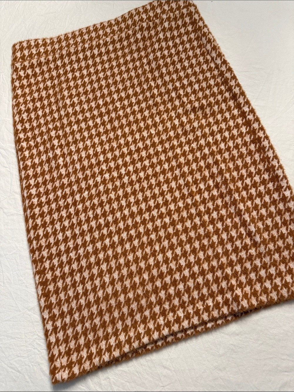 Ann Taylor Brown and Cream Houndstooth Sweater Pencil Skirt